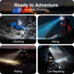 Led Headlamp Rechargeable, Super Bright Headlight Flashlight with Red Light, Motion Sensor Head Lights for Forehead, Waterproof Lightweight for Adults, Outdoors, Camping, Running - Image 8