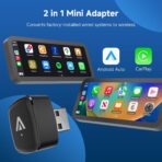 D7 2-in-1 Wireless CarPlay & Android Auto Mini Adapter, Alloy Shell, Compatible with 2016+ Factory-installed Wired CarPlay/Android Auto Vehicle, Plug & Play Car Play Dongle for iPhone & AndroidPhone - Image 2