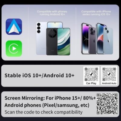 2-in-1 Wireless CarPlay Adapter for iPhone ＆ Wireless Android auto Adapter,2026 Upgrade mini CarPlay,Fast Auto-Connect,Plug & Play, Apple Car Play for iOS 10+/ Android 11+ - Image 9