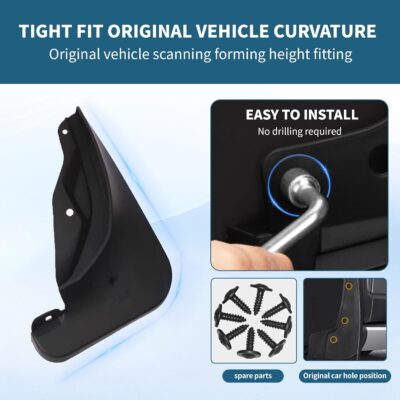 Upgraded Mud Flaps for 2012-2018 Ford Focus Hatchback MudFlaps Accessories, Front and Rear Splash Guards No Drilling Mud Guards Accessories (Set of 4) - Image 2