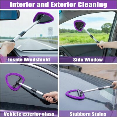 AUTODECO Windshield Cleaner Tool, 17Pcs Car Interior Detailing Kit, Detailing Brush, Towels, Duster, Car Cleaning Kit Interior for RVs, Truck, Trailer (Purple) - Image 3
