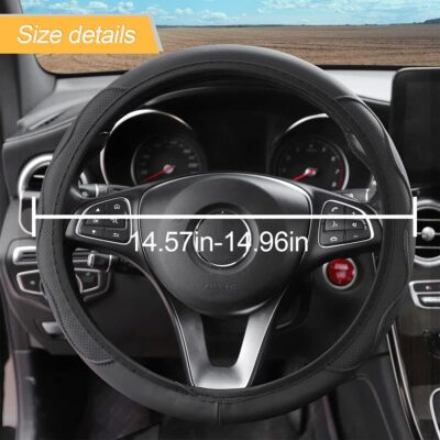 LoyaForba Car Steering Wheel Cover, Non-Slip Microfiber Leather Steering Wheel Cover, Breathable Vehicle Soft Handle Protector, Universal Automotive Interior Accessories for Women Men Girls (Black) - Image 2
