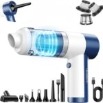 Car Vacuum Cleaner Cordless, 4 in 1 Portable Vacuum Cleaner 16000PA High Power Air Duster & Air Blower & Pump, Rechargeable Handheld Vacuum with Brushless Motor, Multi-Nozzles for Car, Home, Office