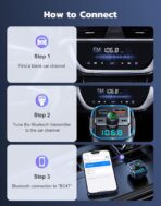 Bluetooth 5.3 Car Adapter【PD 36W+QC3.0 18W】, 2-in-1 FM Bluetooth Transmitter 【Dual Stronger Mics】& Fast Car Charger, Wireless FM Radio Adapter Hands-Free Calling, Siri Assistant, Black - Image 7