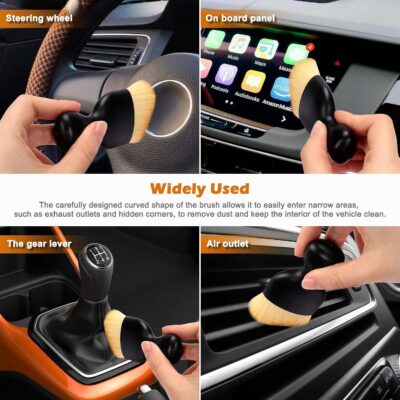 Auto Car Detailing Brush Set Car Interior Cleaning Kit Includes 3 Boar Hair Detail Brush,3 Wire Brush, 3 Air Vent Brush for Cleaning Car Interior Exterior, Dashboard Engines Leather Wheel - Image 6