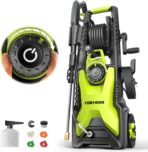 5000 Max Adjustable PSI Pressure Washer,2.5 Max GPM Power Washer with 33 FT Retractable Hose Reel, Stainless Steel Lance, 500ml Foam Cannon, 4-Nozzle Set, Washer for Cars, Fences, Patios