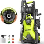 5000 Max Adjustable PSI Pressure Washer,2.5 Max GPM Power Washer with 33 FT Retractable Hose Reel, Stainless Steel Lance, 500ml Foam Cannon, 4-Nozzle Set, Washer for Cars, Fences, Patios