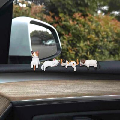 12 Pcs Cat Car Decor Dashboard Accessories, Mini Cat Figurines Cute Car Rear View Mirror Gifts, Funny Computer Monitor Desk Decorations for Women Girl - Image 2