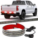 XRIDONSEN 48 inch Truck Tailgate Emergency Lights Strip 288 LED Tail/Rear Window Strobe Light Red White Flashing Warning Hazard Safety Fire Fighter Lights for Vehicles Trucks Pickup POV