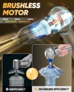 Saker Car Vacuum Portable 6-in-1 Handheld Cordless Vacuums, 20000PA Suction, 7800mAh Blower, Window Breaker, Seatbelt Cutter for Car, Home & Office Cleaning SW102 Silver - Image 2