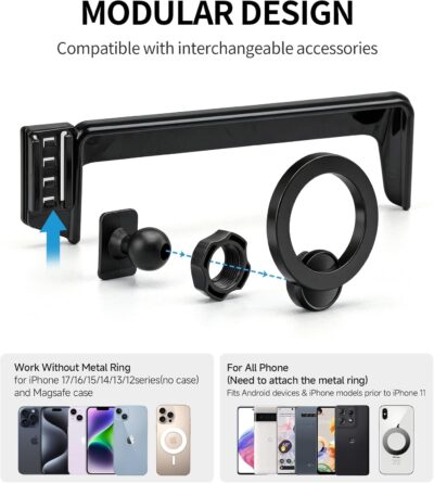 MaserWeller Car Phone Holder for Honda HR-V HRV 2023-2026 Accessories/CR-V CRV 2023 2024 2025 2026 Accessories 7/9-inch Screen Fixed Clip,Phone Mount Compatible with MagSafe, 360° Cell Phone Holder - Image 7