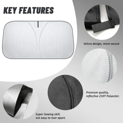 D-Lumina Windshield Sun Shade for 2015-2025 Fo-rd Mustang Accessories (NOT for Fo-rd Mustang Mach-E), Front Window Sunshade Sun Visor Protector Block UV Rays Heat, Foldable 2 Layers 210T Material - Image 4