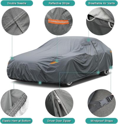 GUNHYI Premium Car Cover Custom Fit Chevrolet Tahoe (2007-2025), 16 Layers Heavy Duty Car Cover Waterproof All Weather with Zipper Door for Sun Rain Snow Dust Uv Protection - Image 3