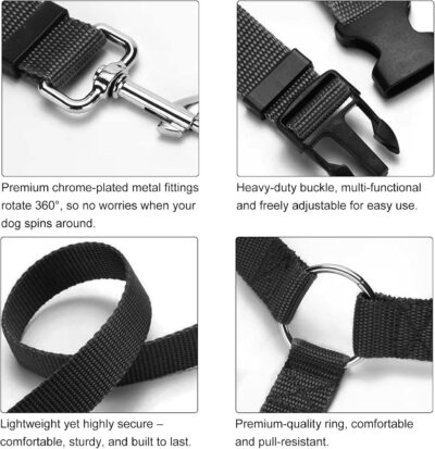 Pet Car Seat Belt for Backseat, Retractable Dog Safety Leash with Tether - Adjustable Polyester Vehicle Harness for Small Medium Dogs & Cats, Car Travel Accessories - Image 7