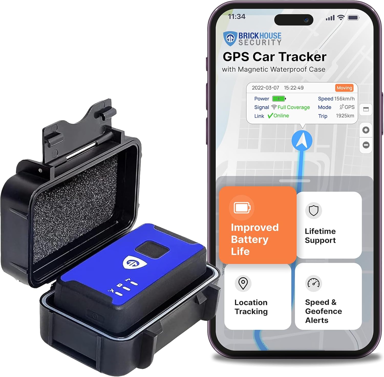 71x5PduczTL._AC_SL1500_.jpg Brickhouse Car Trackers for Your Vehicle - Spark Nano 7 GPS Tracker with Magnetic Waterproof Case - Hidden Real-Time 4G LTE Vehicle Finder - GPS Tracking Device for Cars & More - Subscription Required - Image 1