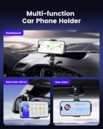 Dashboard Car Phone Holder Mount with Anti-Drop Clip - 360° Rotation Multifunctional Cell Phone Holder Car for iPhone, Samsung, Google and 4-7" Cellphones - Image 2