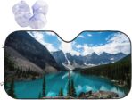 Clear Blue River with Mountains Windshield Sunshade for Car SUV Truck Foldable Uv Ray Reflector Front Window Sun Shade Visor Shield Cover