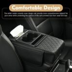 Car Armrest Cushion, Leather Waterproof Center Console Cover, 5-in-1 Arm Rest Cover with Storage Box, Cup Holder, Tissue Box, Phone Slot, Universal for Most Cars (Black) - Image 7