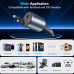 Paiholy 4 in 1 Retractable Car Charger,Fast USB C Car Charger 120W with Dual Retractable Cable Dual USB Ports,Voltage Display Compatible with iPhone 15 Pro Max/14/13/12,Galaxy S23/ S22/S10 - Image 7