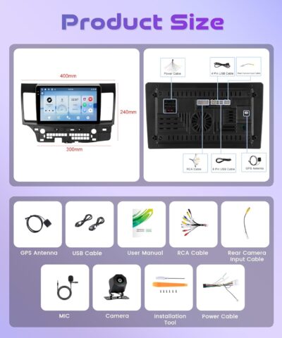 4Core 4G+128G Android 15 Car Stereo Radio for Mitsubishi Lancer 2008-2017, Rimoody Wireless Carplay Andorid auto Mirror Link 10'' INCELL Touchscreen GPS WiFi Bluetooth 5.0 FM/RDS EQ SWC Backup Camera - Image 8