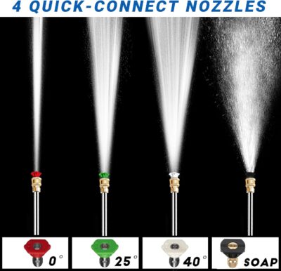 3500PSI Gas Pressure Washer, 2.3GPM Gas Powered High Pressure Washer with 209CC Engine, 4 Adjustable Nozzles, 25 ft High Pressure Hose for Cleaning Walls, Terraces, Vehicles, Garden (Blue) - Image 5