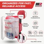 M2 BASICS Professional 350 Piece First Aid Kit, Wall Mountable Dual Layer Hard Case for Business, Home, Car, Vehicle & Work - Image 2