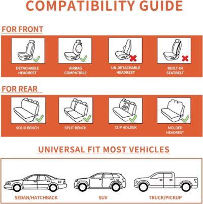 Seat Covers,Car Seat Covers Full Set, Car Seat Covers Front Seats Back Seat Cover,Faux Leather Seat Covers for Cars, Black Car Seat Cover, Waterproof, Non-Slip Car seat Cover, 5Seaters. - Image 3