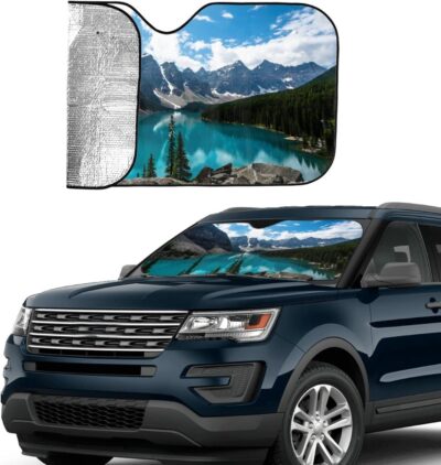Clear Blue River with Mountains Windshield Sunshade for Car SUV Truck Foldable Uv Ray Reflector Front Window Sun Shade Visor Shield Cover - Image 4
