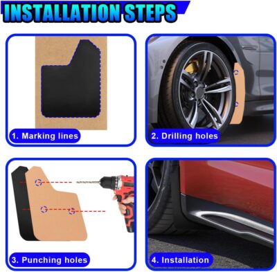 Craedli 4PCS Universal Car Mud Flaps Set, Flexible Bendable Mudguard Automotive Front & Rear Splash Guards with Screws, Vehicle Exterior Protection Accessories for SUV, Truck, Pickup, Off-Road (Black) - Image 6