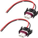 RED WOLF H8 H9 H11 880 881 2 PIN Female Wiring Ceramic Socket Universal Fit for Toyota GMC Chevy Honda Jeep Ford Subaru Dodge Headlight Fog Light Retrofit Pigtail Adapter LED Head Lamp Wire Connector