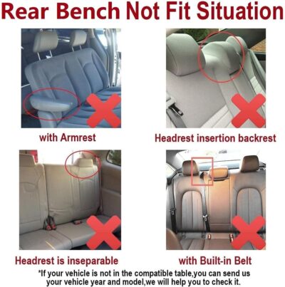 Flying Banner Car Seat Covers Front Seats Rear Bench Polyester car seat Protectors Easy installations Rear Bench Split Classic Man Lady Truck (Full Set - Low Back, Black Purple)… - Image 8