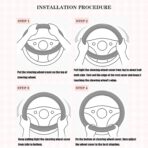 14 inch Cute D Shaped Steering Wheel Cover for Women Men Faux Leather and Carbon Fiber,Black - Image 7