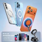 Black Magnetic Phone Holder for Car, Vacuum Suction & 3000gf Magnet, 360° Adjustable Dashboard Mount, Compatible with iPhone & Android - Image 7
