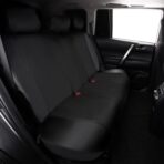 Flying Banner car seat Covers Full Set Faux Leather Air Mesh Breathable Man Lady Airbag Compatible Rear Bench Split 40/60 50/50 60/40 Truck Pick Up (Full Set - Low Back, Black Black) - Image 9