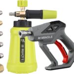 M MINGLE High Pressure Washer Gun Snow Foam Lance, 4000 PSI Cannon Foam Blaster Power Washer with 1/4" Quick Connector, Car Wash Foam Cannon Kit with 5 Pressure Washer Nozzle Tips, 1 Liter