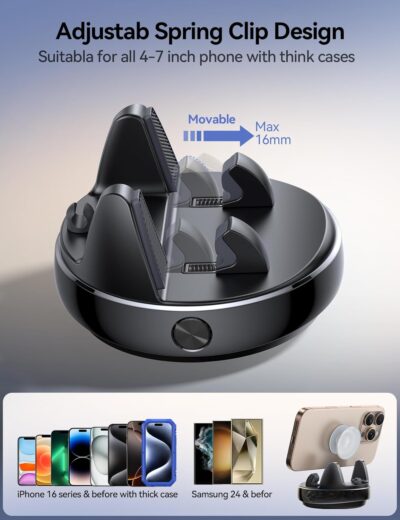 JOYROOM Car Phone Holder Mount, 360° Adjustable & Avoid Sun Glare Phone Holder for Car, Slip Free Spring Snap Design Dashboard Phone Stand, Compatible with Smartphones, GPS Devices - Image 8
