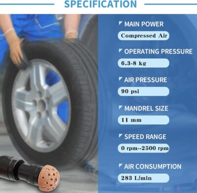 Air Tire Repair and Polish Patch Kit with 2500 RPM tire Buffer, Inner Liner Scraper, Patch Roller, and Durable Buffing Wheel for Tire Maintenanc - Image 7