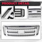 HECASA Front Grille Compatible with 2005-2007 Ford F250 F350 F450 F550 SuperDuty FO1200456 5C3Z8200BAA Upper Bumper Hood Grill W/Gray Honey Comb Chrome - Image 6
