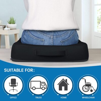 YOUFI Thick Memory Foam & Gel Seat Cushion, 18"X16"X4" Large Chair Cushion for Wheelchair Mobility Scooters, with Non-Slip Bottom and Carry Handle (Black) - Image 6