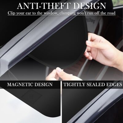 carleef Magnetic Car Windshield Sun Shade,Anti-Theft Sun Shade for Car Windshield with 5 Invisible Magnets,All-Season Universal Front Cars Sunshades for Windshields Cars Accessories - Image 3
