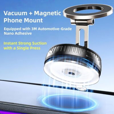 2026 Upgraded Magnetic Car Phone Mount for MagSafe: 360° Rotatable Adjustable Holder with 180+LBS Strong Suction Cup & 3800gf Magnet, Compatible with iPhone 17/16/15 Series & Android Devices - Image 6