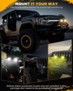 Auxbeam XP-Ultra Series 5 Inch Cube Offroad Lights, Amber DRL Function, Amber White Light Covers, 132W 15600LM Spot Flood Combo, LED Pod Light Bar Off-Road Fog Lights, Pair - Image 9