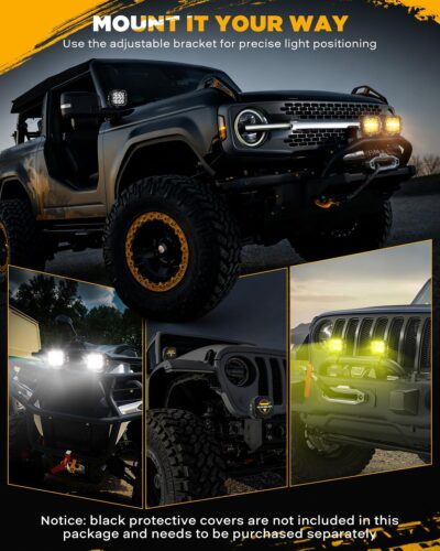 Auxbeam XP-Ultra Series 5 Inch Cube Offroad Lights, Amber DRL Function, Amber White Light Covers, 132W 15600LM Spot Flood Combo, LED Pod Light Bar Off-Road Fog Lights, Pair - Image 9