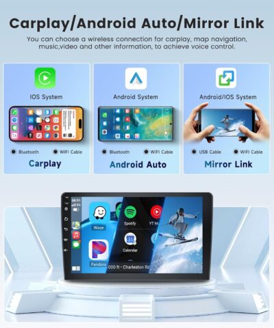 2G+64G Android 13 Double Din Car Stereo Wireless Carplay Android Auto, GPS Navigation, 5G-WiFi, Bluetooth 5.0, Car Audio Receivers Backup Camera, FM/RDS, 9 inch Touchscreen SWC - Image 2