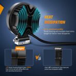 Nilight LED Light Bar 2PCS 4.5 Inch 27W Amber Pods Round Spot Lighting Off Road Fog Driving Roof Bar Bumper for SUV Truck with 16AWG Wiring Harness Kit 2 Leads - Image 5