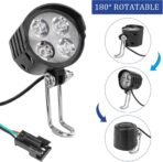12W Super Bright Electric Bike Headlight, 36V-60V Universal LED Front Bike Light for Ebike, Scooter, Electric Dirt Bike Road Bike - Easy Install Night Riding Light with Horn - Image 3
