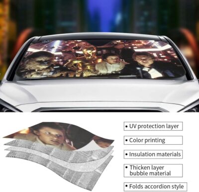 Funny Windshield Sun Shade for Car Sunshade for Car Windshield Covers Blocks UV Rays Automotive Interior Sun Protection 51 x 27.5 in - Image 4
