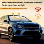 Windshield Sun Shade Umbrella - Foldable Car Window Shades, Reflective Car Sun Shade Windshield, Front Sun Shade for Cars Windshield for Hatchback, Truck, SUV, MPV (57"x31.5") - Image 6