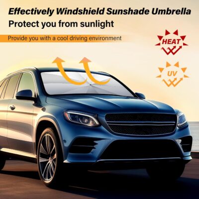 Windshield Sun Shade Umbrella - Foldable Car Window Shades, Reflective Car Sun Shade Windshield, Front Sun Shade for Cars Windshield for Hatchback, Truck, SUV, MPV (57"x31.5") - Image 6