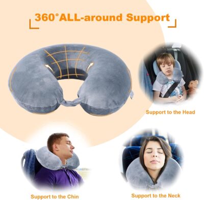 Travel Pillow,100% Pure Memory Foam U Shaped Neck Pillow,Super Lightweight Portable Headrest Great for Airplane, Car,Home,Office,Sleeping Rest (Grey) - Image 3